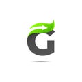 organic letter g logo with arrow, eco logo