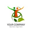 Simple Organic logo with leaves and people