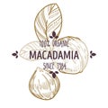 100 percent organic macadamia nut shelled and cracked open label for all natural food packaging design