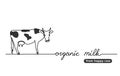 Organic milk from happy cow. One continuous line drawing