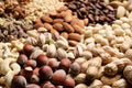 Organic mixed nuts as background, closeup. Royalty Free Stock Photo