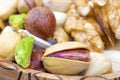 Organic mixed nuts as background, closeup. Healthy snack Royalty Free Stock Photo