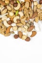 Organic mixed nuts as background, closeup. Healthy snack Royalty Free Stock Photo