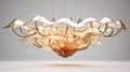 Organic Modern Chandelier With Gold Finish Realistic Fluid Glass Sculpture Design