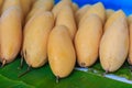 Organic Nam Dok Mai mangoes for sale at the fruit market. The Na Royalty Free Stock Photo