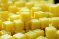 Organic Natural Beeswax Cubes Macro Close-up - High-Quality Honey Product for Sale Royalty Free Stock Photo