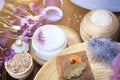 Organic natural cream, soap and bath salt Royalty Free Stock Photo