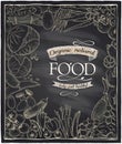 Organic natural food chalkboard.