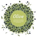 Organic natural food olive tree branch background vector illustration