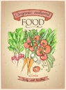 Organic natural food poster concept with assorted vegetables