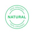 Organic Natural Product Green Line Icon. 100 Percent Bio Organic Product Stamp. Natural Bio Healthy Eco Food Label Royalty Free Stock Photo