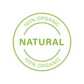 Organic Natural Product Green Line Icon. 100 Percent Bio Organic Product Stamp. Natural Bio Healthy Eco Food Label Royalty Free Stock Photo