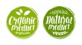 Organic, natural product logo or label. Element for design menu restaurant or cafe. Handwritten lettering, calligraphy