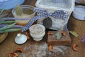 Organic natural soap, aroma salt, spa handmade artisan cosmetics with honey