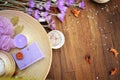 Organic natural soap, spa handmade artisan cosmetics Royalty Free Stock Photo