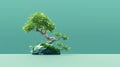 Organic Nature-inspired Low Poly Bonsai Tree In Zen Garden