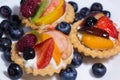 Organic naturel healthy fruit tart with custard cream and fresh Royalty Free Stock Photo