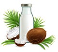 Organic non dairy coconut milk vector realistic illustration