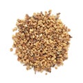 Organic Nutmeg (Myristica fragrans) in tea cut size. Royalty Free Stock Photo