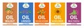 Different color labels of organic oils