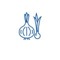 Organic onion line icon concept. Organic onion flat vector symbol, sign, outline illustration.