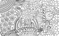 Organic pattern for coloring page. Waterdrops and plants elements. Zendoodle art for relaxation. Vector artwork