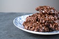 Organic peanut butter & Chocolate No Bake Cookies on a stone cutting board Royalty Free Stock Photo