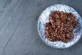 Organic peanut butter & Chocolate No Bake Cookies on a stone cutting board Royalty Free Stock Photo