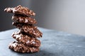 Organic peanut butter & Chocolate No Bake Cookies on a stone cutting board