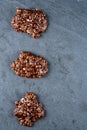 Organic peanut butter & Chocolate No Bake Cookies on a stone cutting board Royalty Free Stock Photo