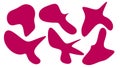 Organic Pink blobs irregular shape. Abstract fluid shapes vector set, simple water forms.