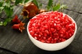 Bowl of Delicious organic Pomegranate seeds, Royalty Free Stock Photo