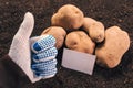 Organic potato farmer thumbs up business card mock up Royalty Free Stock Photo