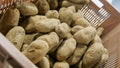 Organic potatoes on the market place Royalty Free Stock Photo