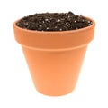 Organic potting soil in clay pot