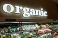 Organic produce at chilled section of supermarket