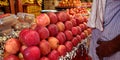 organic produce fresh red apple arrange in sequence on fruit store Royalty Free Stock Photo