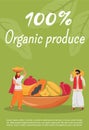 Organic produce poster flat vector template