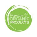 Organic product badge, vintage label with hand drawn lettering Natural cosmetics. Royalty Free Stock Photo