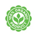 Organic product 100% concept badge logo design. Eco bio natural product creative sticker emblem. Natural brand template. Healthy