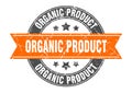 Organic product round stamp with ribbon. label sign Royalty Free Stock Photo