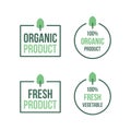 Organic product, vegetable, fruit, label, sign, icon, logo, symbol