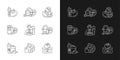 Organic products testing linear icons set for dark and light mode
