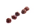 Organic prunes,dried plum,dried apricots on white background,with clipping path.