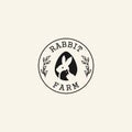 Organic rabbit farm hipster vector Design Illustration Logo template. stamp logotype