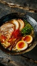 An organic ramen dish, its broth deliberately bland, stands ready to be transformed by the diner\'s choice of spicy or savory