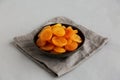 Organic Raw Dry Apricots in a Bowl, side view Royalty Free Stock Photo