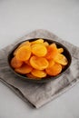 Organic Raw Dry Apricots in a Bowl, side view Royalty Free Stock Photo