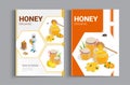 Organic raw honey design brochure. Abstract composition. A4 brochure cover design of honey. Fancy title sheet model