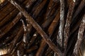 Organic Raw Madagascar Vanilla Beans Royalty Free Stock Photo